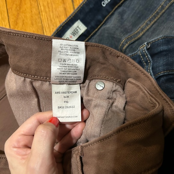 Warp + Weft ORD Straight/AMS Slim Jeans Mens 36x32 Dark Wash Blue/Brown Denim - Picture 8 of 11